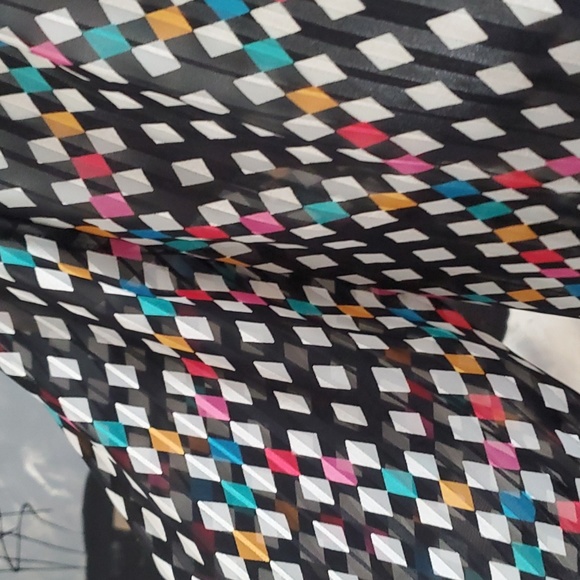 VINTAGE Shapely Sheer Rainbow Diamond Print High Ruffle Collar Woman 14 - Picture 5 of 8